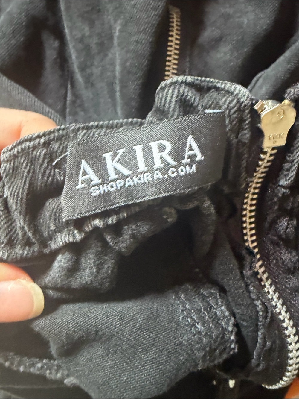AKIRA Black Denim Strapless Jumpsuit with Corset Detail - Picture 2 of 4